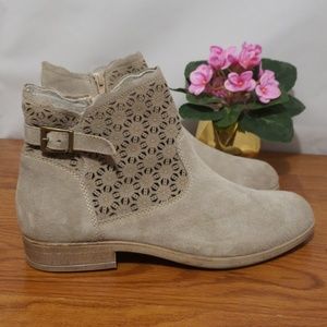 Tomaris Tan Leather Suede Zipper Ankle Boots SZ 41